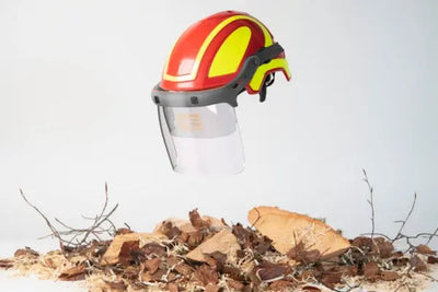 Safety mask and helmet for cutting wood