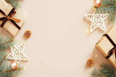 Seasonal gifts and lights on the floor.