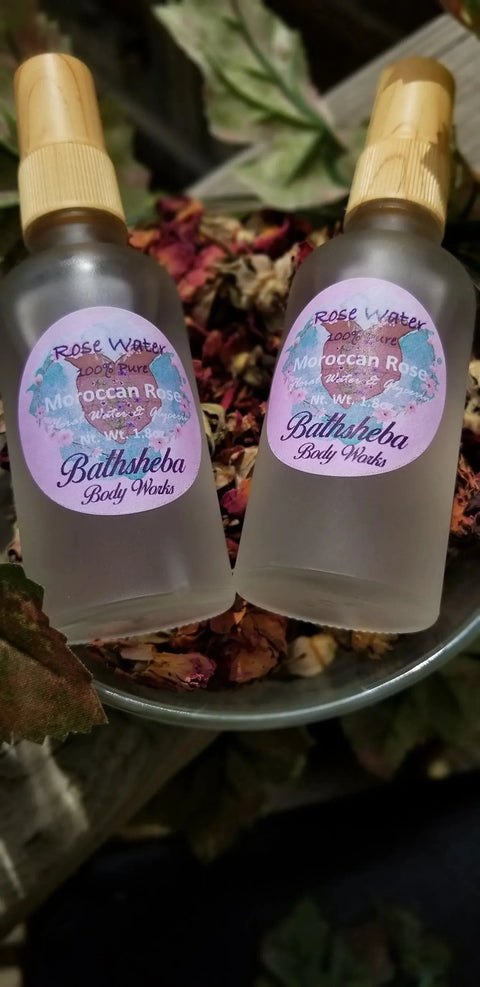 1.8 Oz Moroccan Rose Water Spray – Natural Facial Toner | Bathsheba Body Works | Made in USA Bathsheba Body Works 
