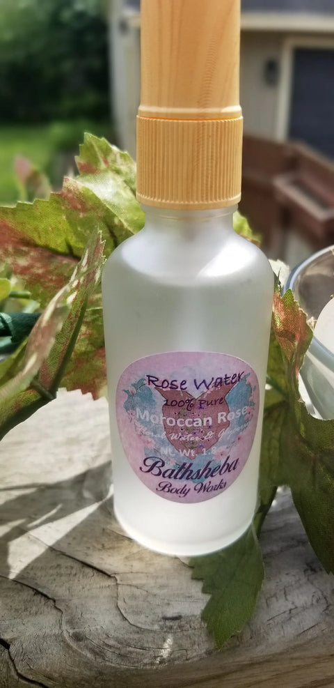 1.8 Oz Moroccan Rose Water Spray – Natural Facial Toner | Bathsheba Body Works | Made in USA Bathsheba Body Works 