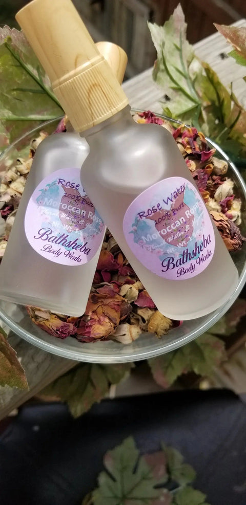 1.8 Oz Moroccan Rose Water Spray – Natural Facial Toner | Bathsheba Body Works | Made in USA Bathsheba Body Works 