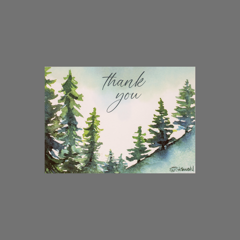Set of 8 Thank You Cards – Forest Tree Design 3.5x5 Inch | Made in USA JuLu Cards  Thank You Cards