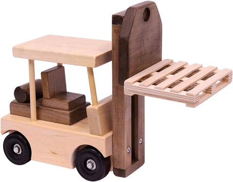 12 Inch Wooden Toy Forklift With Pallet – Child-Safe Finish – Amish Crafted | Made in USA Amish Toy Box  Wooden Toys,Trains, Trucks and Things
