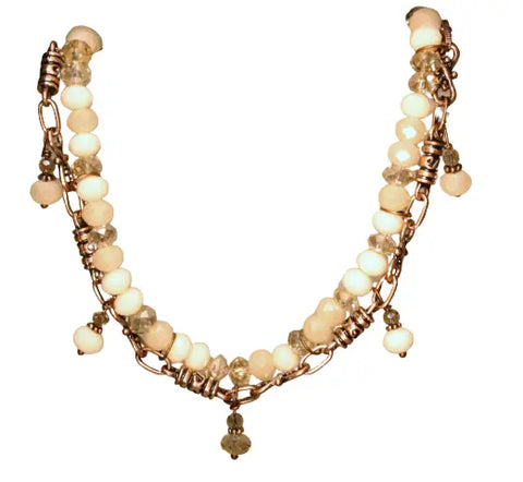 17 Inch Handmade Champagne Peach Copper Crystal Necklace – Adjustable Lobster Clasp | Made in USA Michelle Marie Boutique  Necklace
