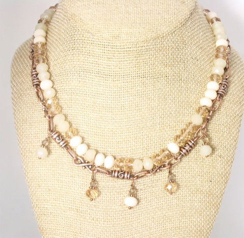 17 Inch Handmade Champagne Peach Copper Crystal Necklace – Adjustable Lobster Clasp | Made in USA Michelle Marie Boutique  Necklace