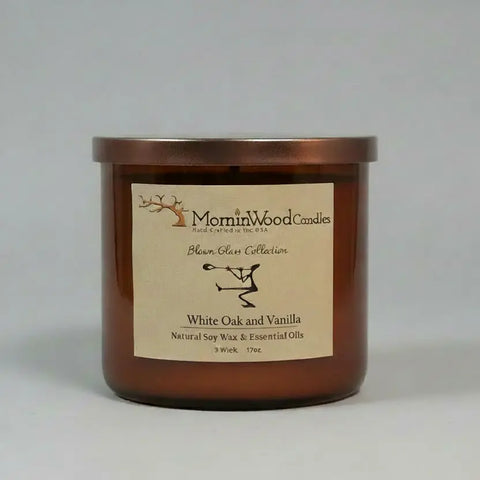 17 oz White Oak Vanilla 3-Wick Soy Candle – Handcrafted Glass Jar | Made in USA Home Fragrance MorninWood Candles  3 Wick Candle