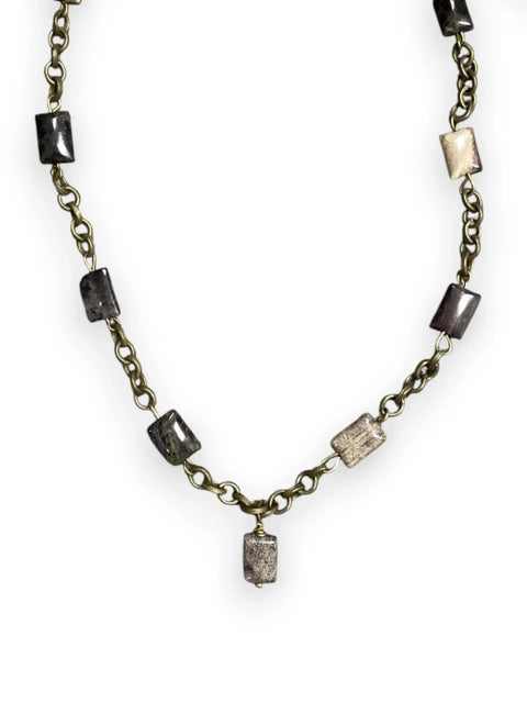17.5 Inch Snakeskin Jasper Stone Necklace – Antique Gold Chain Pendant | Handcrafted Made in USA Michelle Marie Boutique  Necklaces