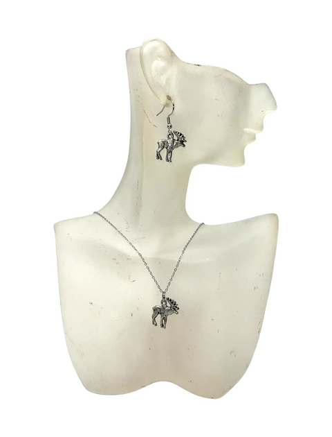 18 Inch Pewter Moose Necklace and Earrings Set – Nature Inspired Jewelry Gift | Made in USA Michelle Marie Boutique  Jewelry Set