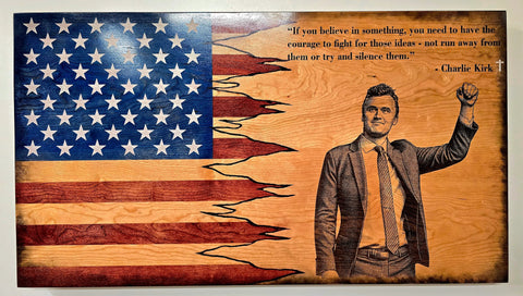 19 Inch x 34 Inch Solid Cherry Wood Faith and Freedom Flag – Patriotic Wall Decor | Made in USA American Grains LLC 