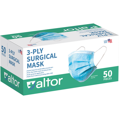 3-Ply ASTM Level 1 Surgical Face Mask – FDA Approved | Made in USA | 99% BFE Altor Safety  Disposable Face Masks