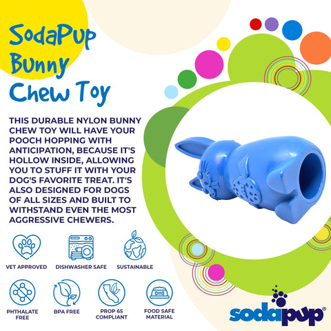 Durable Nylon Bunny Chew Toy for Dogs – Power Chewer Enrichment | Made in USA SodaPup  Nylon Dog Toys