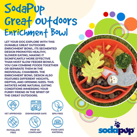 Great Outdoors Enrichment Slow Feeder Dog Bowl – Interactive Pet Dish | Made in USA SodaPup  EBOWL