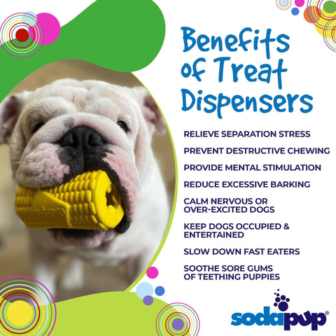 Durable Corn on the Cob Rubber Dog Treat Dispenser Toy – Power Chewer Safe | Made in USA SodaPup  Rubber Dog Toys
