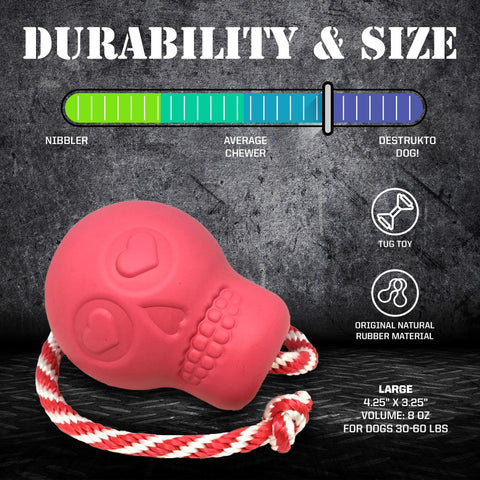 USA-K9 Durable Rubber Skull Dog Chew Toy – Tug and Treat Dispenser | Made in USA SodaPup  Rubber Dog Toys