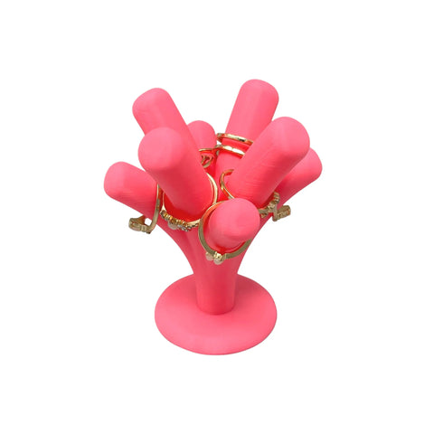 8-Branch Pink Jewelry Ring Display Stand – Made in USA Organizer Chatelet Manufacturing 