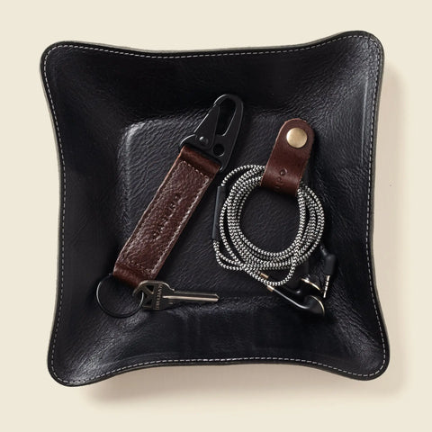 8 Inch Black Leather Travel Valet Tray – Personalized Organizer | Handmade in USA CASUPO  Small Leather Goods