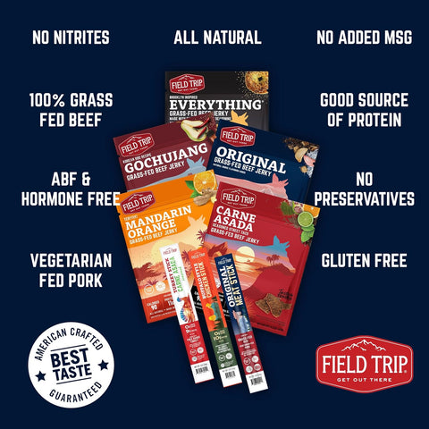 Field Trip Snack Tote Bag – Grass-Fed Beef Jerky Variety Pack | Made in USA Field Trip 