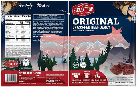 Field Trip Variety 7 Pack Grass-Fed Beef Jerky Sampler – Premium Flavors | Made in USA Field Trip 