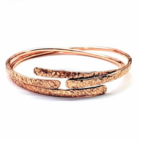 Adjustable Hammered Copper Overlap Bangle – Rose Gold Finish | Made in USA Alexa Martha Designs  Bracelet/Bangle