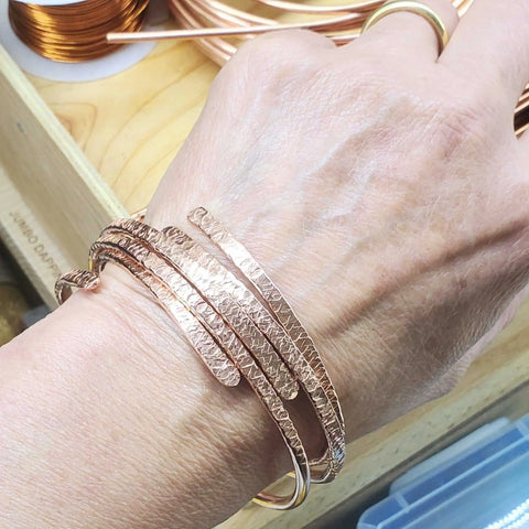 Adjustable Hammered Copper Overlap Bangle – Rose Gold Finish | Made in USA Alexa Martha Designs  Bracelet/Bangle