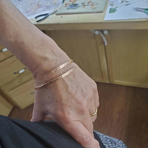Adjustable Hammered Copper Overlap Bangle – Rose Gold Finish | Made in USA Alexa Martha Designs  Bracelet/Bangle