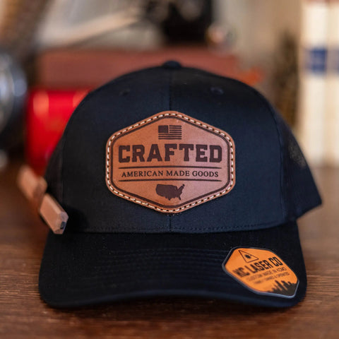 Adjustable Richardson 112 Snapback Cap With Full-Grain Leather Pencil Holder Loop – Durable Workwear Hat | Made in USA KC Laser Co 