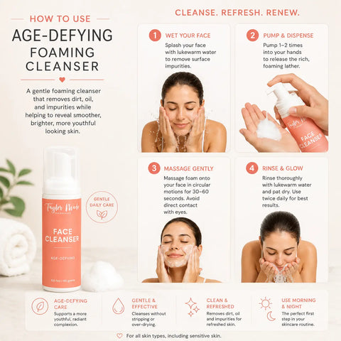 Age-Defying Facial Cleanser 5.5oz – Aloe Vera & Vitamin C Foaming Cleanser | Taylor Made Organics | Made in USA Taylor Made Organics  face cleanser