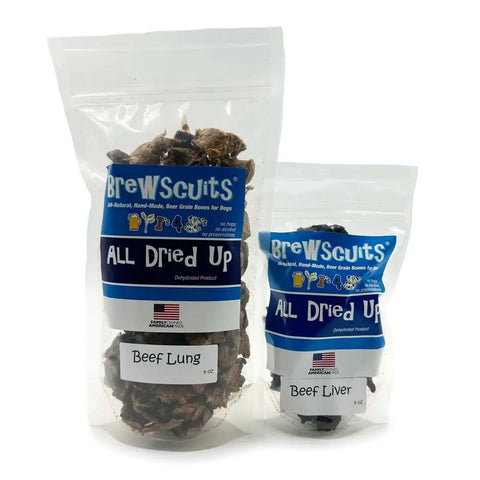 All Dried Up Beef Lung Dog Treats – 4 oz Natural Chews | Made in USA Brewscuits 