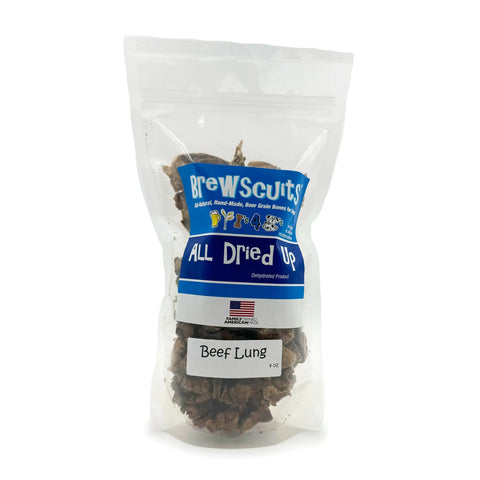All Dried Up Beef Lung Dog Treats – 4 oz Natural Chews | Made in USA Brewscuits 