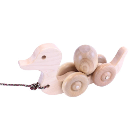 Amish Handmade Wooden Duck Pull Toy for Toddlers – Rotating Egg and Rolling Wheels | Made in USA Amish Toy Box  Toy