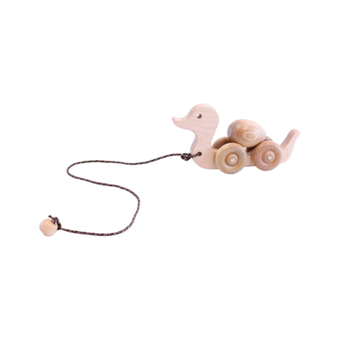 Amish Handmade Wooden Duck Pull Toy for Toddlers – Rotating Egg and Rolling Wheels | Made in USA Amish Toy Box  Toy