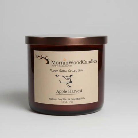 Apple Harvest Soy 3-Wick Candle 17 oz – Natural Essential Oils – Long Burn Time | Made in USA MorninWood Candles  3 Wick Candle