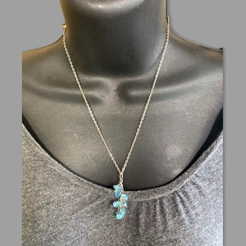 Aqua Teardrop Crystal Cluster Necklace Silver Plated Brass Chain – Elegant Jewelry Gift | Made in USA Michelle Marie Boutique  Necklace