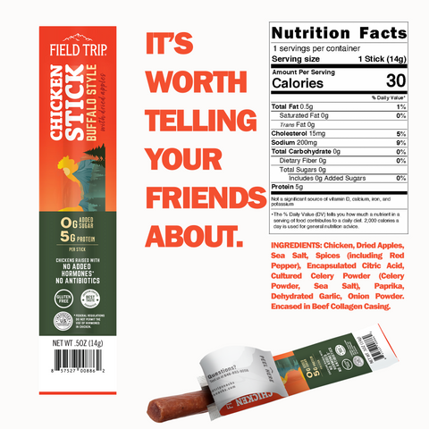 Field Trip Buffalo Style Chicken Sticks 0.5oz (24ct) – Gluten Free Protein Snack | Made in USA Field Trip 