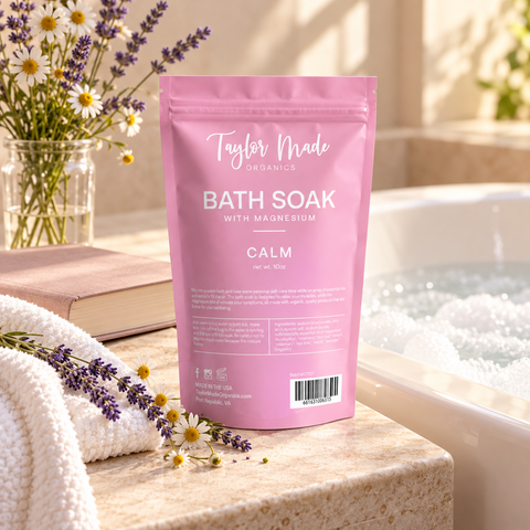 Organic Magnesium Bath Soak 10 oz – Relaxing Aromatherapy Blend with Essential Oils | Made in USA Taylor Made Organics  bath additive