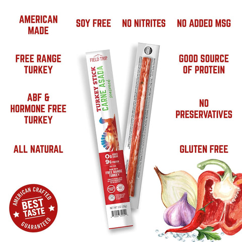 Carne Asada Seasoned Turkey Meat Sticks 0.5oz (24ct) – Gluten Free Snack | Made in USA Field Trip 