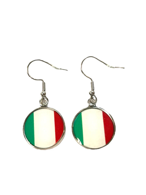 Celebrate Italy! Dangle Earrings With Italian Flag (Silver or Gold Hooks) Michelle Marie Boutique  Earrings