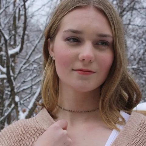 Champagne Crystal Choker Necklace 16 Inch – Gold Plated Brass Chain | Handcrafted Jewelry Made in USA Michelle Marie Boutique  Necklace