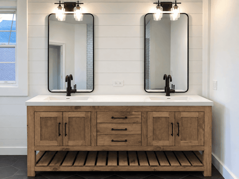 Custom Northeastern White Pine Double Sink Bathroom Vanity | Made in USA | Model #1014 Limitless Woodworking  item