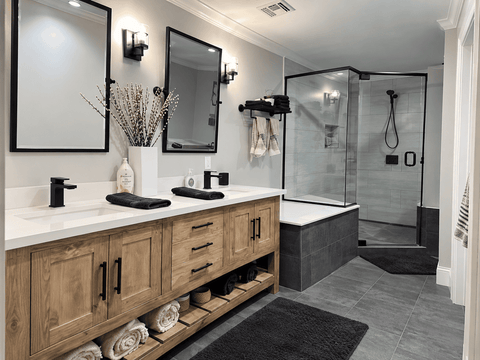Custom Northeastern White Pine Double Sink Bathroom Vanity | Made in USA | Model #1014 Limitless Woodworking  item