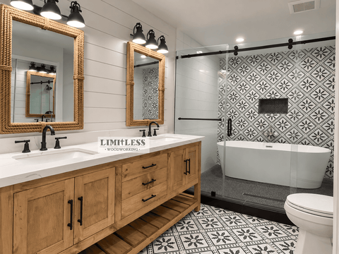 Custom Northeastern White Pine Double Sink Bathroom Vanity | Made in USA | Model #1014 Limitless Woodworking  item