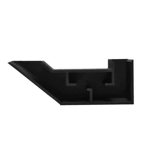 The Chatelet Aquarium Underground Tunnel from Chatelet Manufacturing is a black, angular plastic fish and shrimp hideout with geometric cutouts—perfect for aquarium décor—shown from the side against a white background.