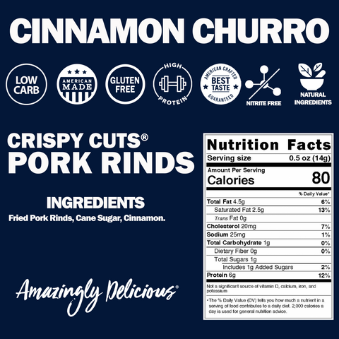 Field Trip Cinnamon Churro Pork Rinds 2.5oz (4 Pack) – Crispy Low Carb Snack | Made in USA Field Trip 