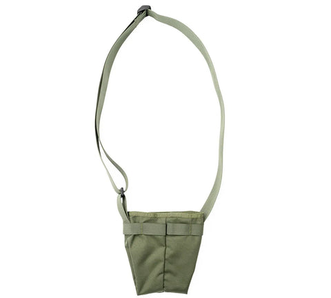 The MIS AB Shoulder Pouch in Camo Green is a compact, water-resistant Cordura Nylon bag with an adjustable strap and rectangular base, shown against a white background.