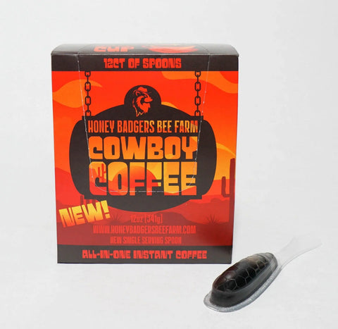 Cowboy Honey Coffee Spoon – All-in-One Instant Coffee Blend 12 Ct | Honey Badgers Bee Farm – Made in USA Honey Badgers Bee Farm  Instant Coffee