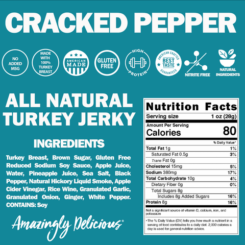 Field Trip Cracked Pepper Turkey Jerky 2.2oz 4-Pack – Protein Snack | Made in USA Field Trip 