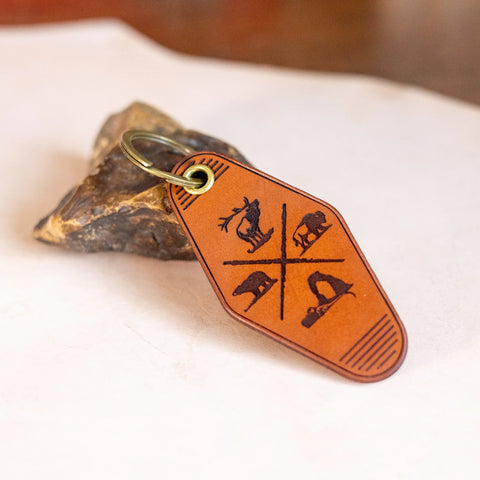 Crafted Leather Adventure Keychain – Wildlife Design – Durable Veg-Tanned Cowhide | Made in USA KC Laser Co 