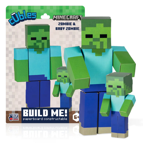 Cubles Minecraft Paperboard Construction Set – Buildable Zombie Figures with Movable Parts | Made in USA Toy for Kids Ages 6+ Cubles  Cubles