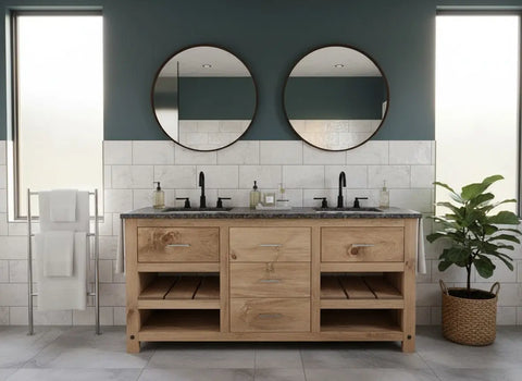 Custom Double Sink Bathroom Vanity – Handcrafted Northeastern Pine Wood – Made in USA | Model #1079 Limitless Woodworking  item