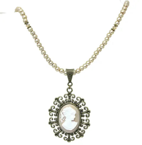 Customizable Victorian Style Pearl Necklace – Adjustable Chain – Personalized Photo Pendant | Made in USA Michelle Marie Boutique  Necklace